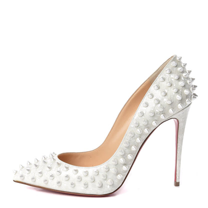 Christian Louboutin Patent Follies Spikes 100 Pumps 37.5 White 1 of 9