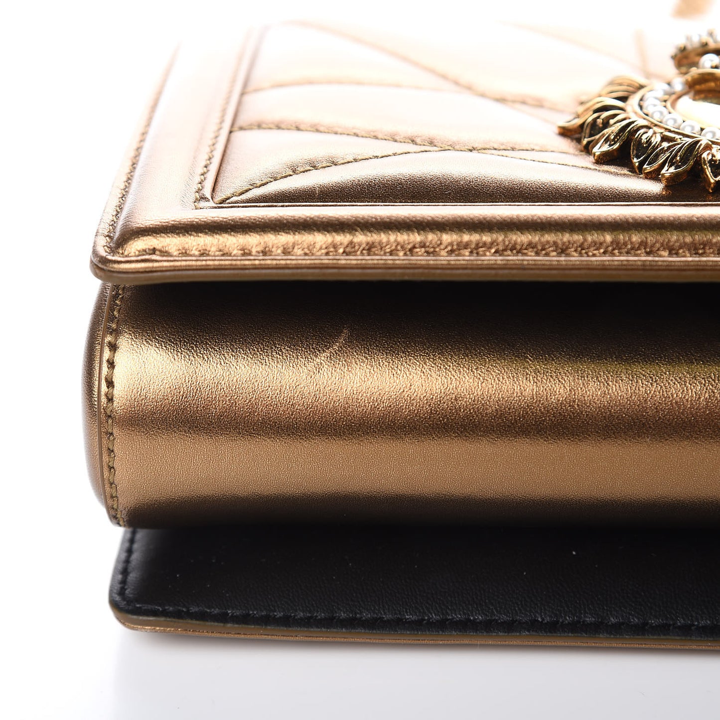 Metallic Calfskin Medium Devotion Crossbody Bag Gold