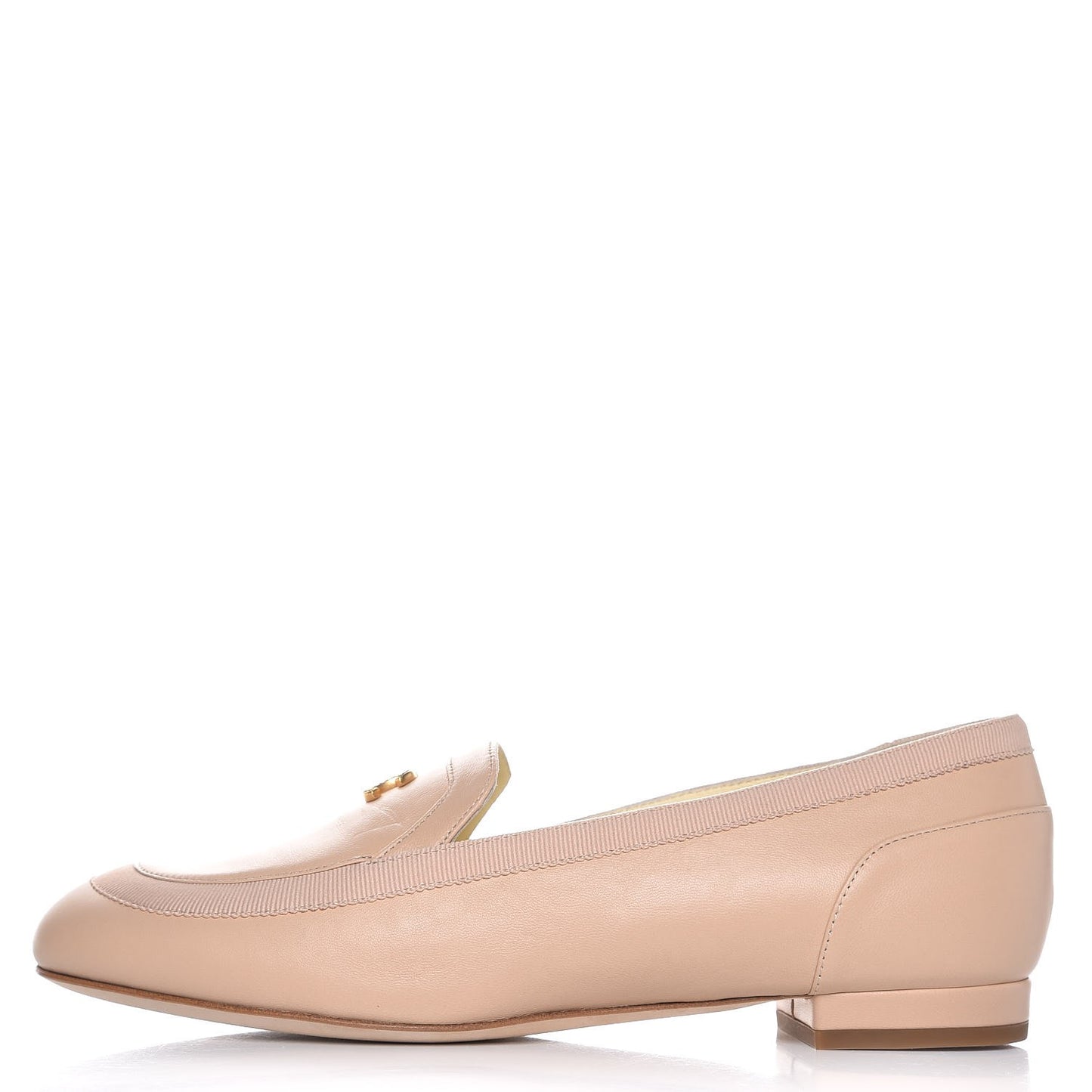 Lambskin CC Moccasin Loafers 37.5 Beige