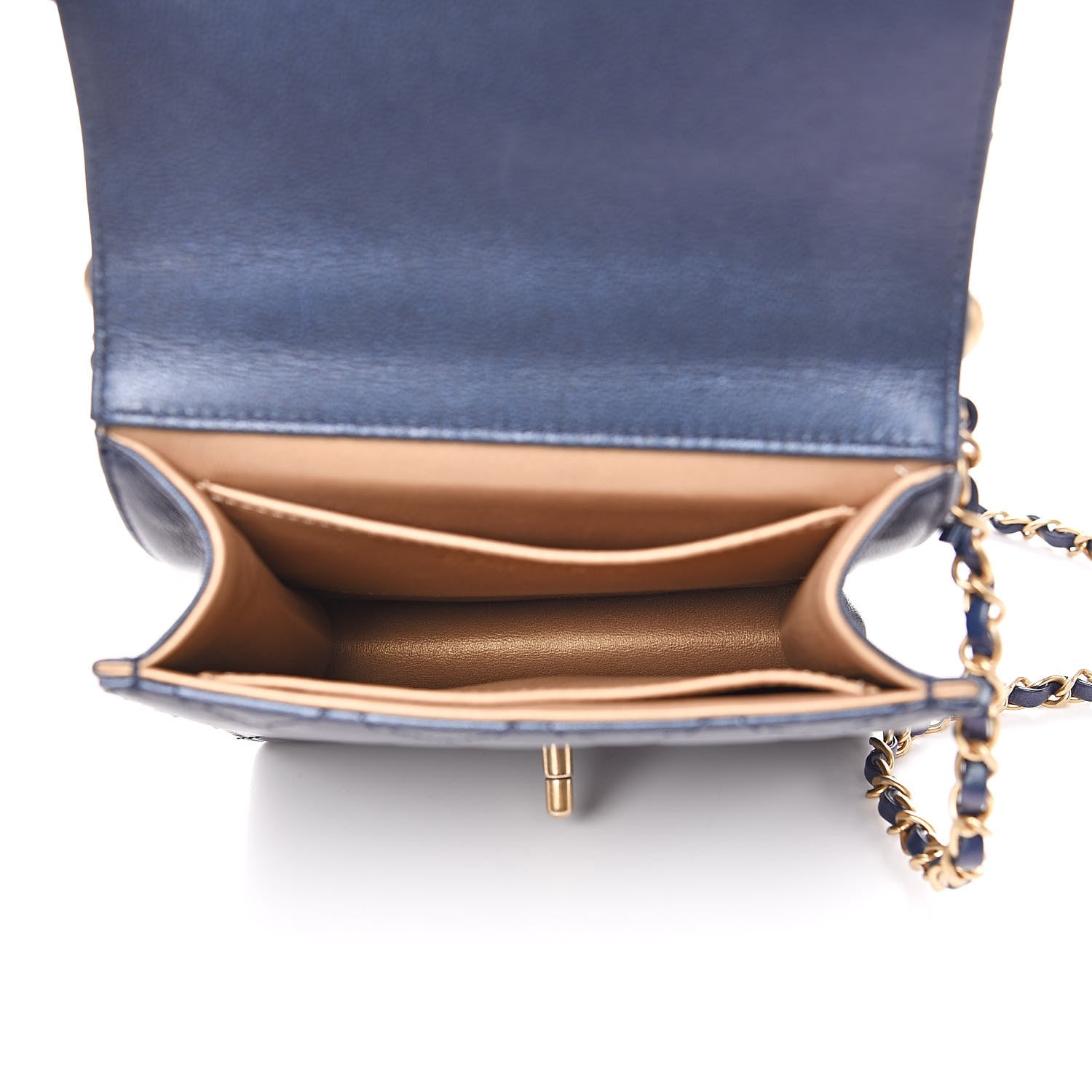 Chanel Iridescent Lambskin Quilted Chic Pearls Flap Navy Blue 5 of 12