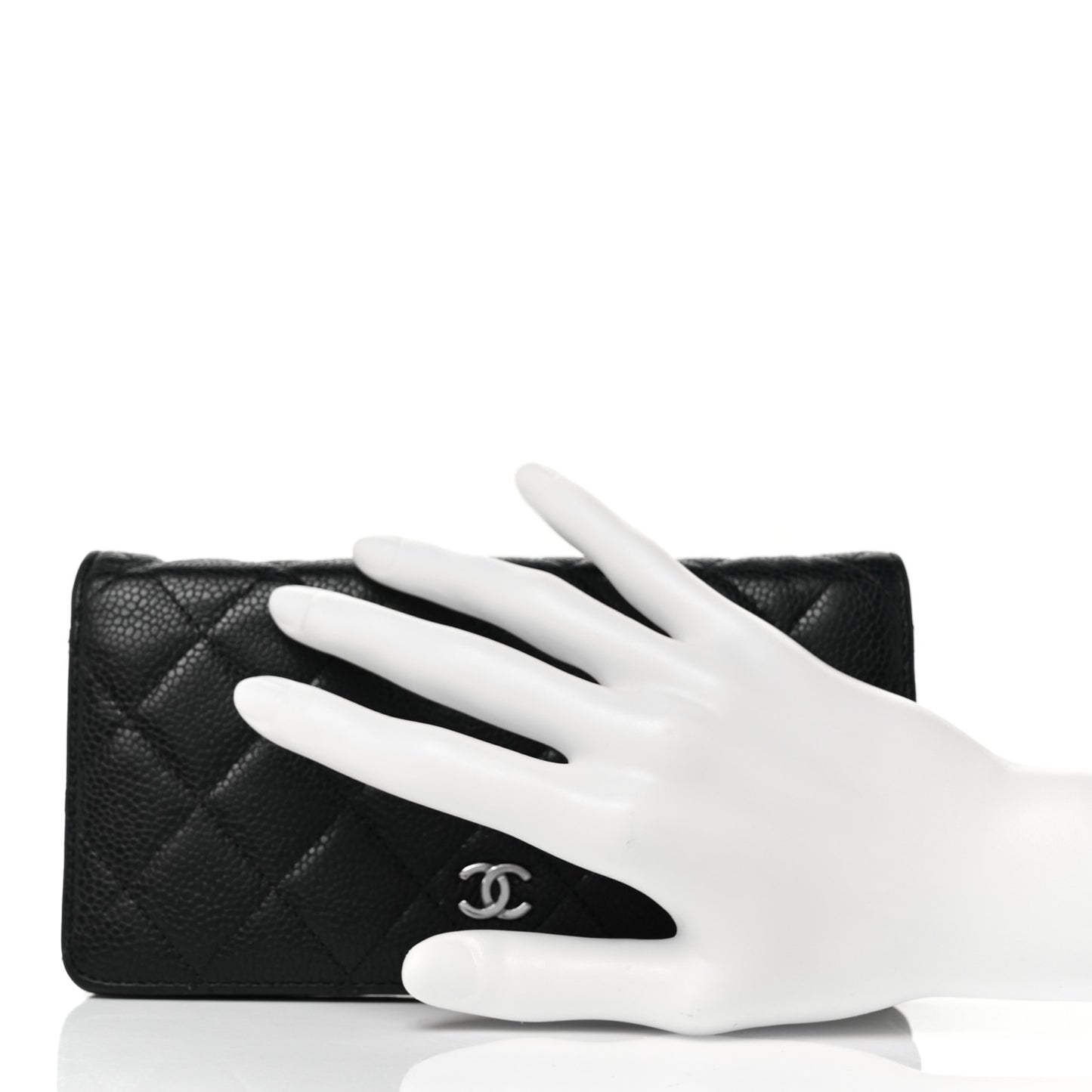 Caviar Quilted Yen Wallet Dark Blue