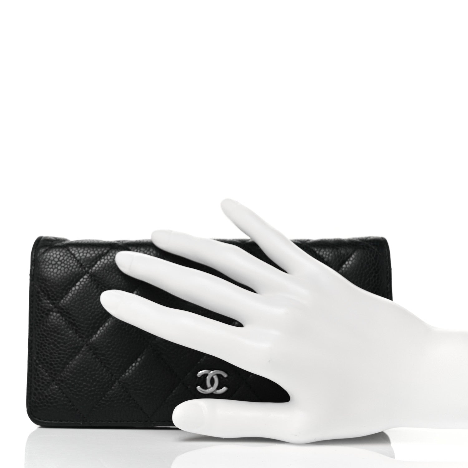 Chanel Caviar Quilted Yen Wallet Dark Blue 2 of 9