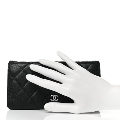 Chanel Caviar Quilted Yen Wallet Dark Blue 2 of 9