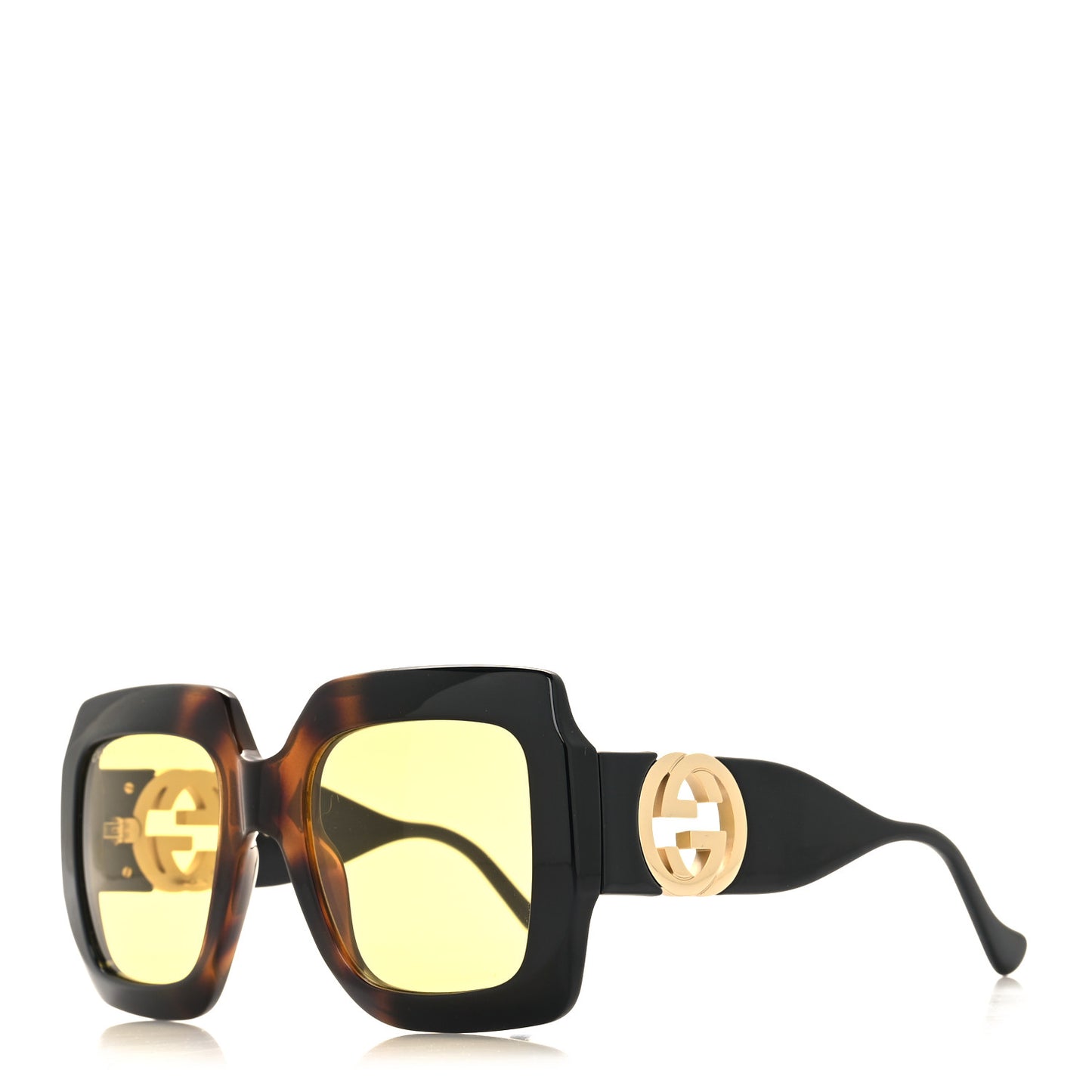 Acetate Rectangular Frame Chain Sunglasses GG1022S Black