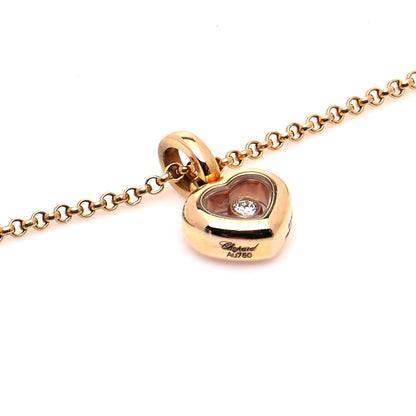 Chopard 18K Yellow Gold Diamond Happy Diamonds Icons Floating Heart Pendant Necklace 4 of 11