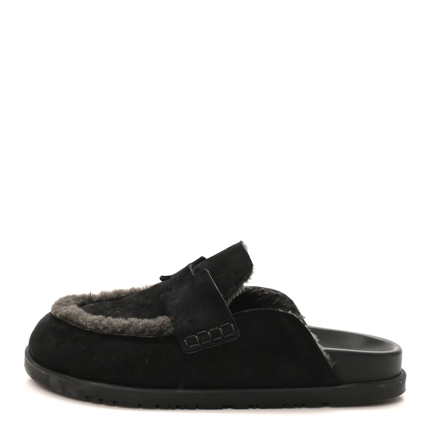 Suede Goatskin Shearling Mens Go Mules 43.5 Black