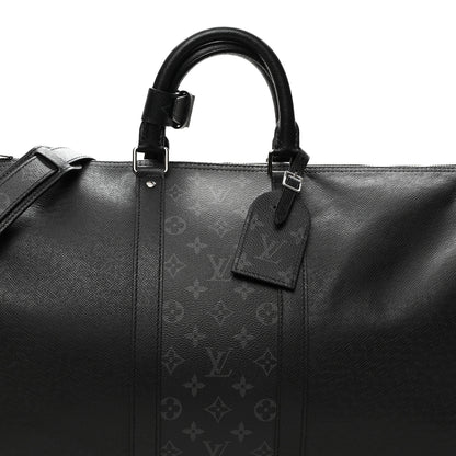 Louis Vuitton Taiga Monogram Eclipse Keepall Bandouliere 50 Black 6 of 8