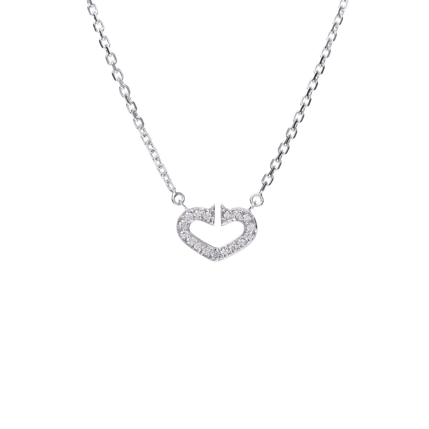 Cartier 18K White Gold Diamond Small Hearts and Symbols Pendant Necklace 4 of 5