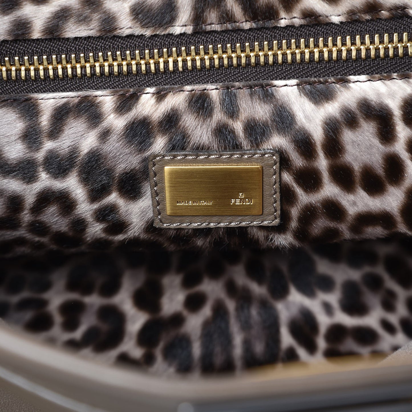 Goatskin Calf Hair Leopard Print Large Peekaboo Iconic Satchel Taupe