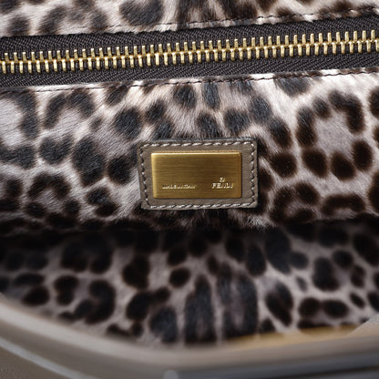 Fendi Goatskin Calf Hair Leopard Print Large Peekaboo Iconic Satchel Taupe 8 of 11