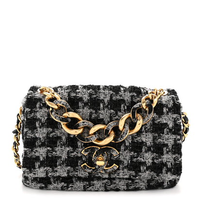 Chanel Wool Tweed Quilted Small Elegant Chain Flap Black Grey 1 of 11