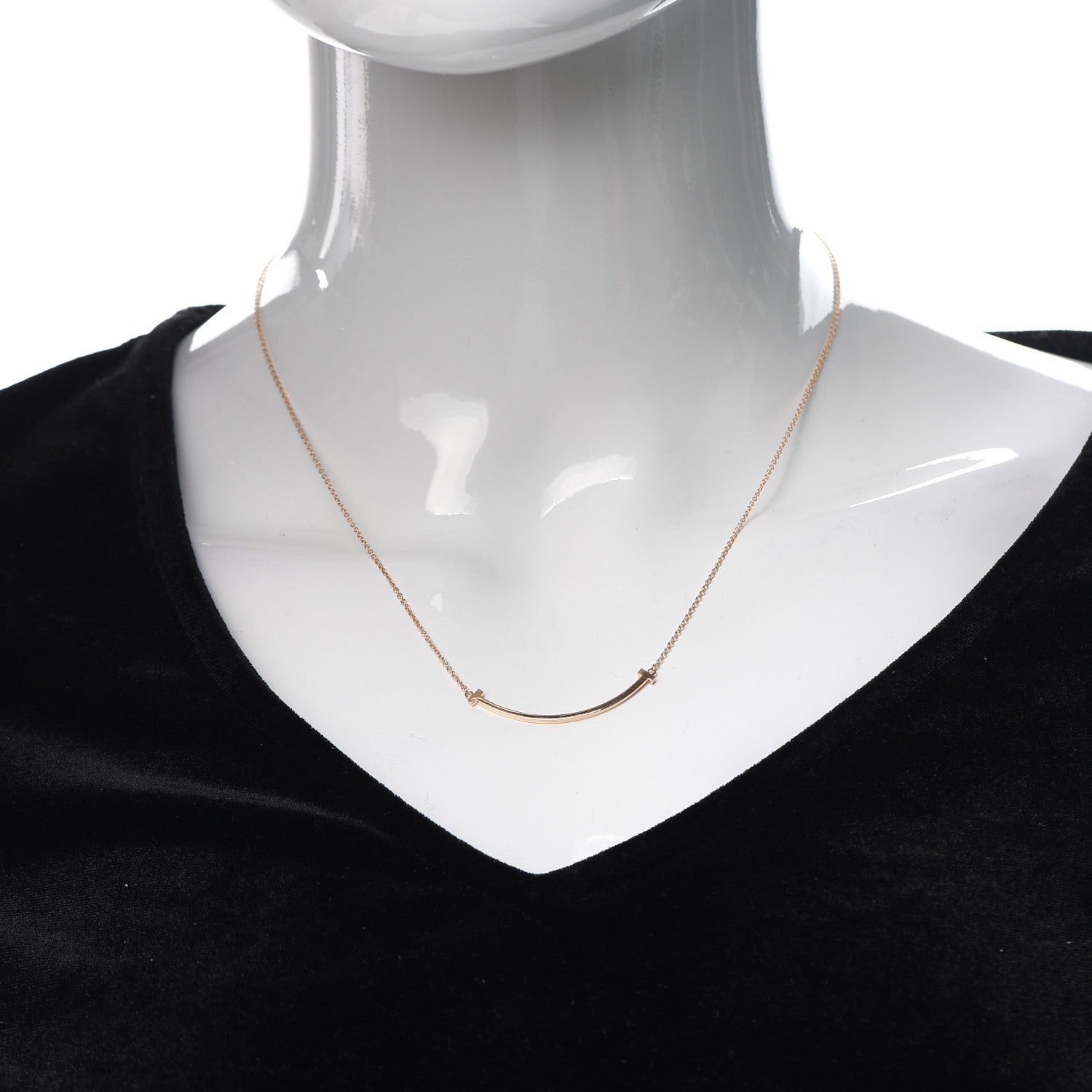 Tiffany 18K Rose Gold Small T Smile Pendant Necklace 2 of 5