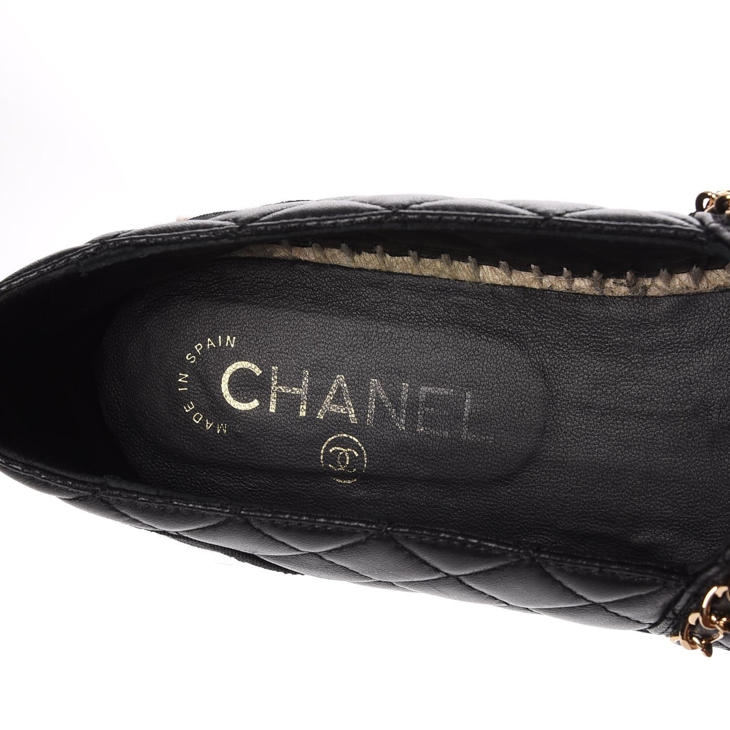 Lambskin Quilted CC Chain Espadrilles 41 Black