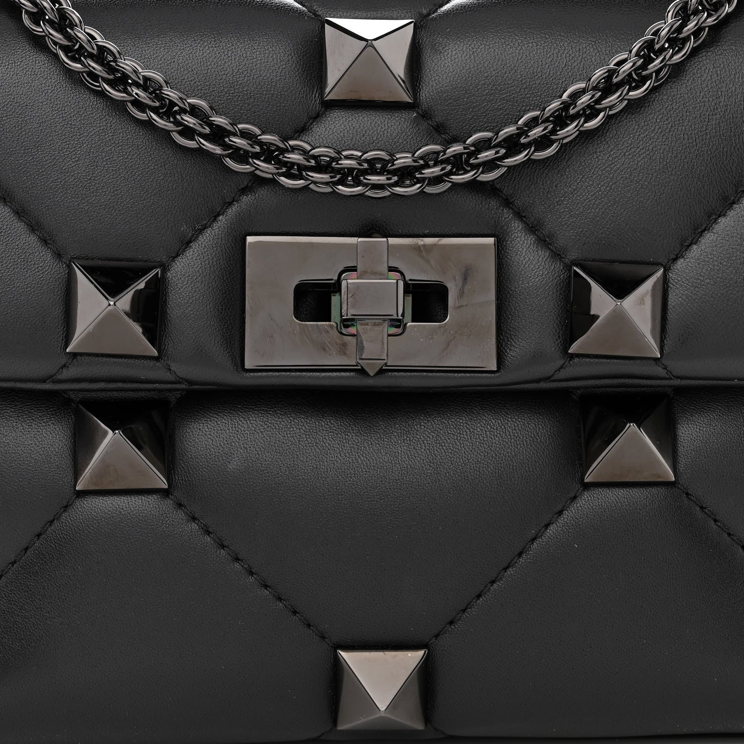 Valentino Garavani Nappa Monochrome Medium Roman Stud Shoulder Bag Black 8 of 11