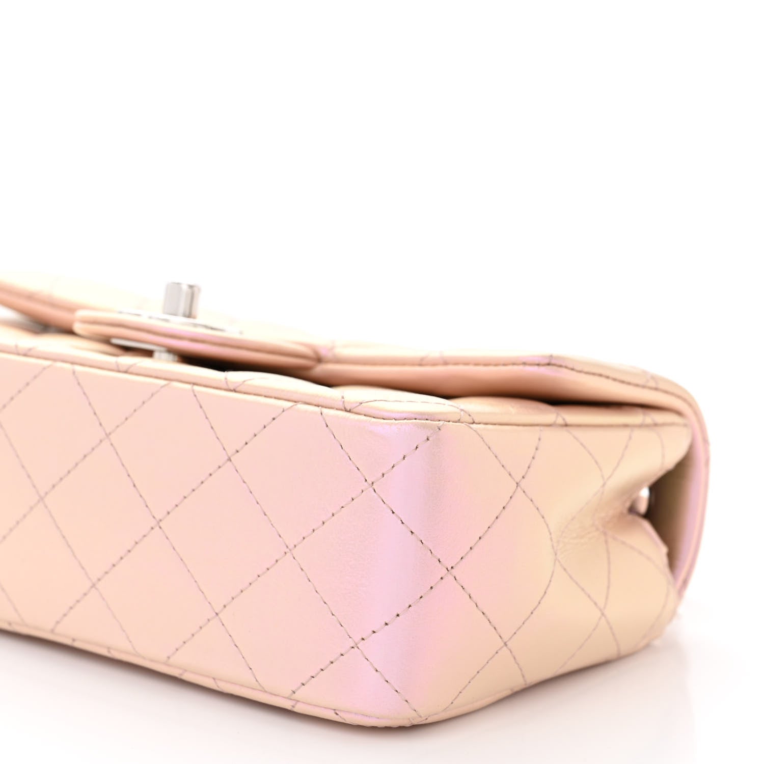 Chanel Iridescent Calfskin Quilted Mini Rectangular Flap Pink 10 of 12