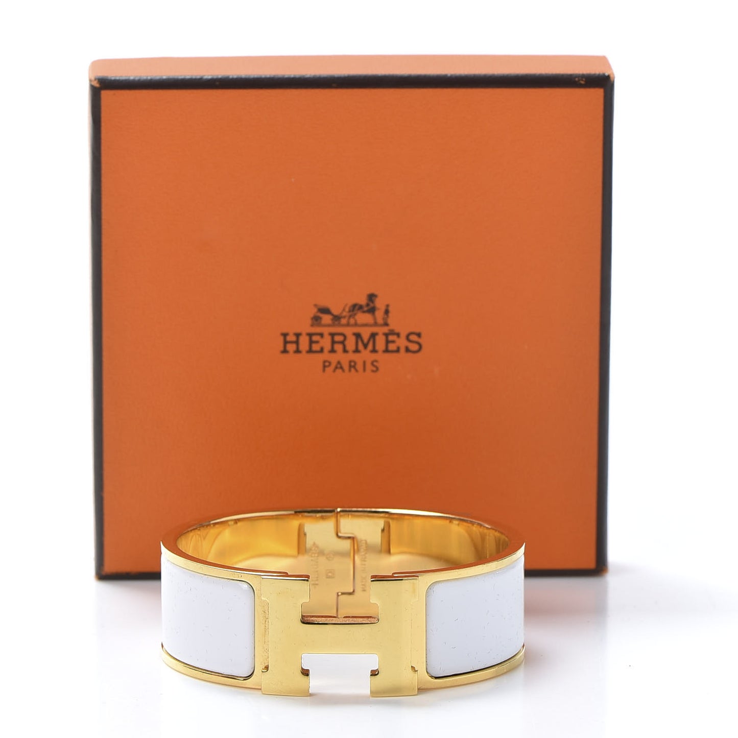 Enamel Wide Clic Clac H Bracelet PM White