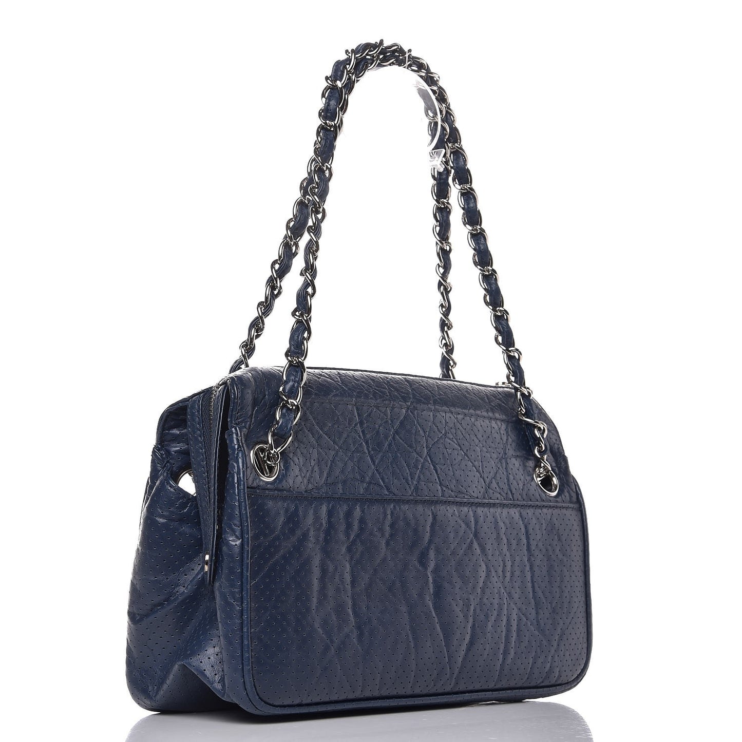 Calfskin Perforated 50's Satchel Marine Fonce