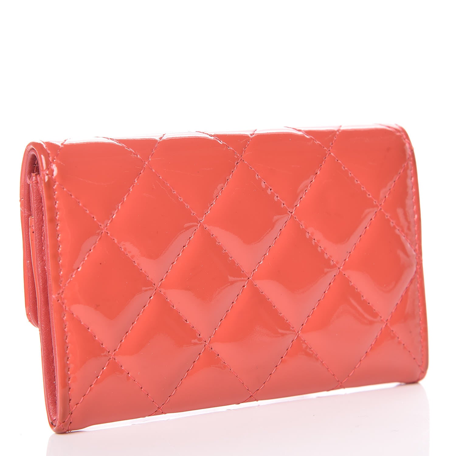 Chanel Patent Quilted Flap Card Holder Dark Pink 3 of 13