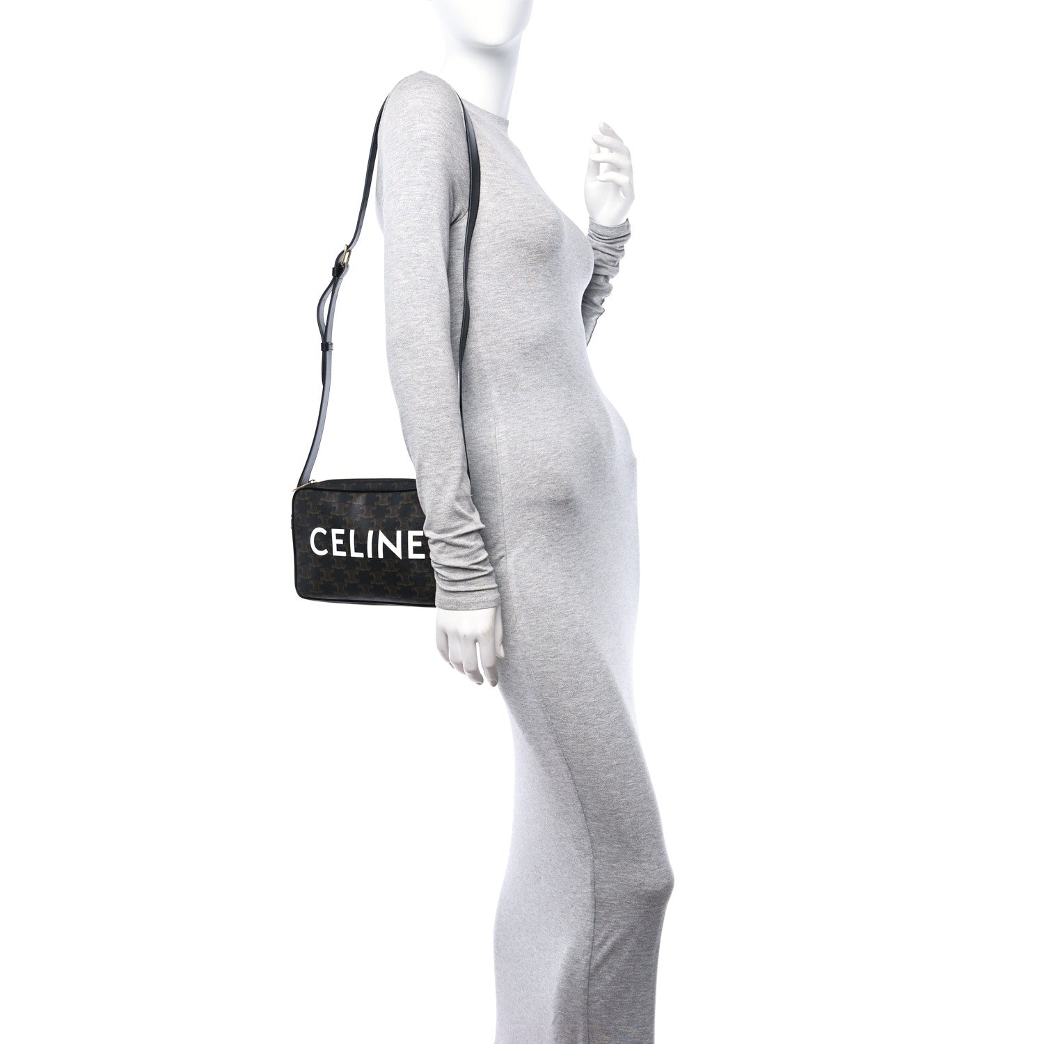 Celine Triomphe Canvas Medium Messenger Bag Black 2 of 13