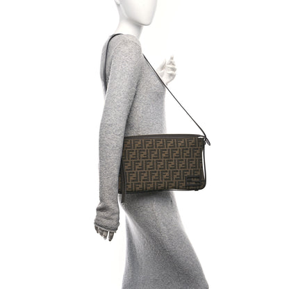 Fendi Fabric Jacquard Vitello Grace FF 1974 Medium Simply Fendi Shoulder Bag Tobacco Moro Ebano 2 of 10