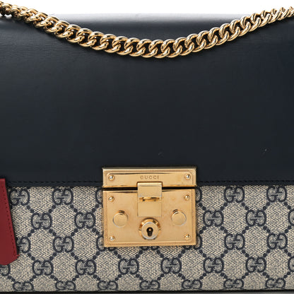 Gucci GG Supreme Monogram Calfskin Medium Padlock Shoulder Bag Beige Blue Mystic White Hibiscus Red 8 of 11