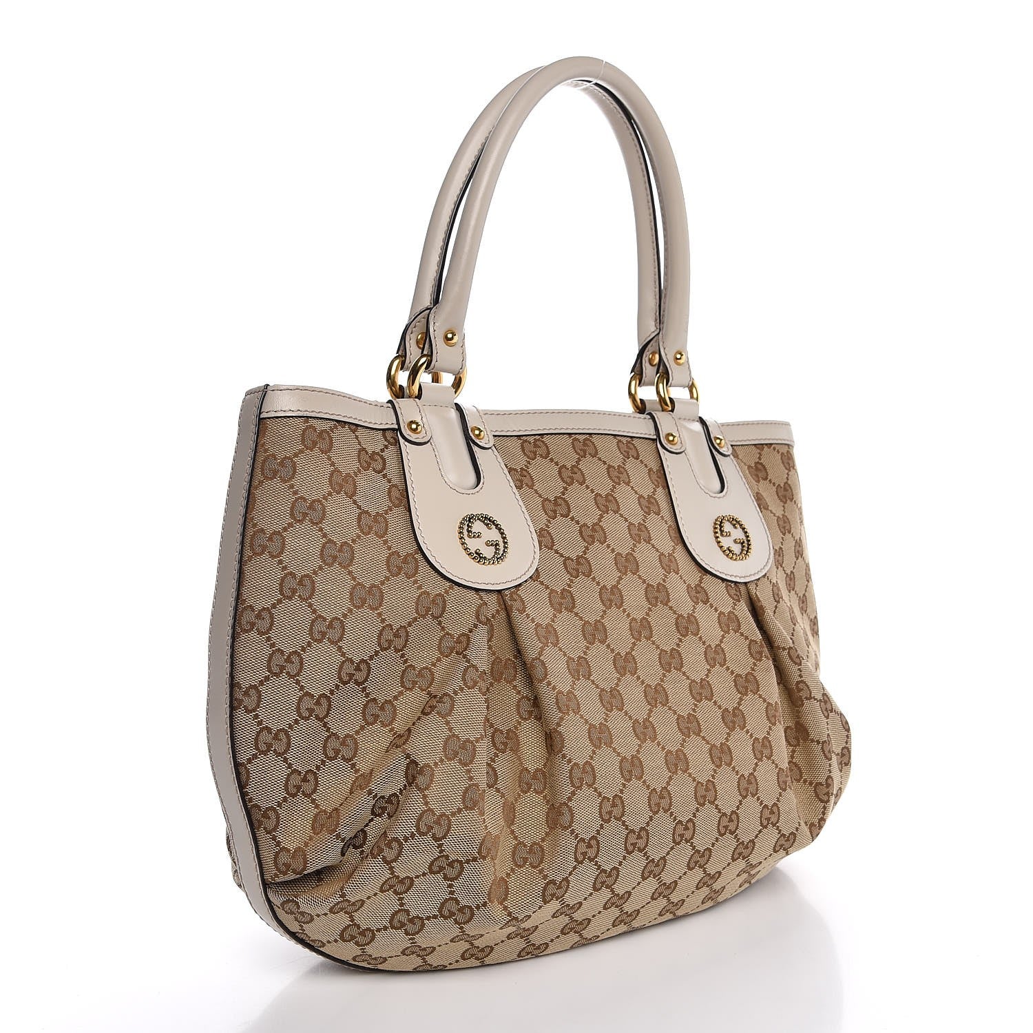 Gucci Monogram Medium Scarlett Studded Tote Off White 3 of 7