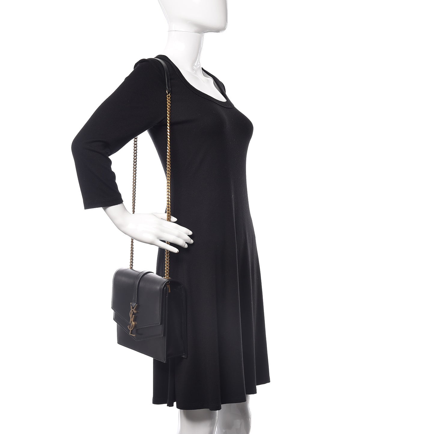 Smooth Calfskin Monogram Medium Sulpice Shoulder Bag Black