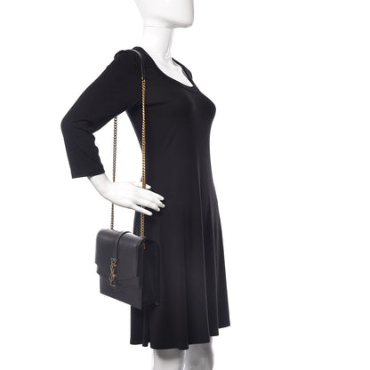 Saint Laurent Smooth Calfskin Monogram Medium Sulpice Shoulder Bag Black 2 of 10