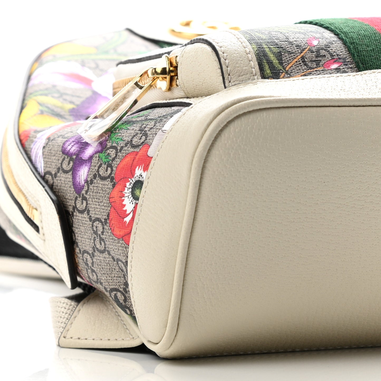 GG Supreme Monogram Flora Web Small Ophidia Day Backpack White
