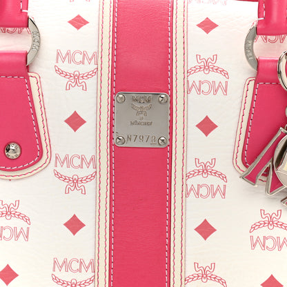 MCM Visetos Medium Boston Bag Pink White 8 of 10