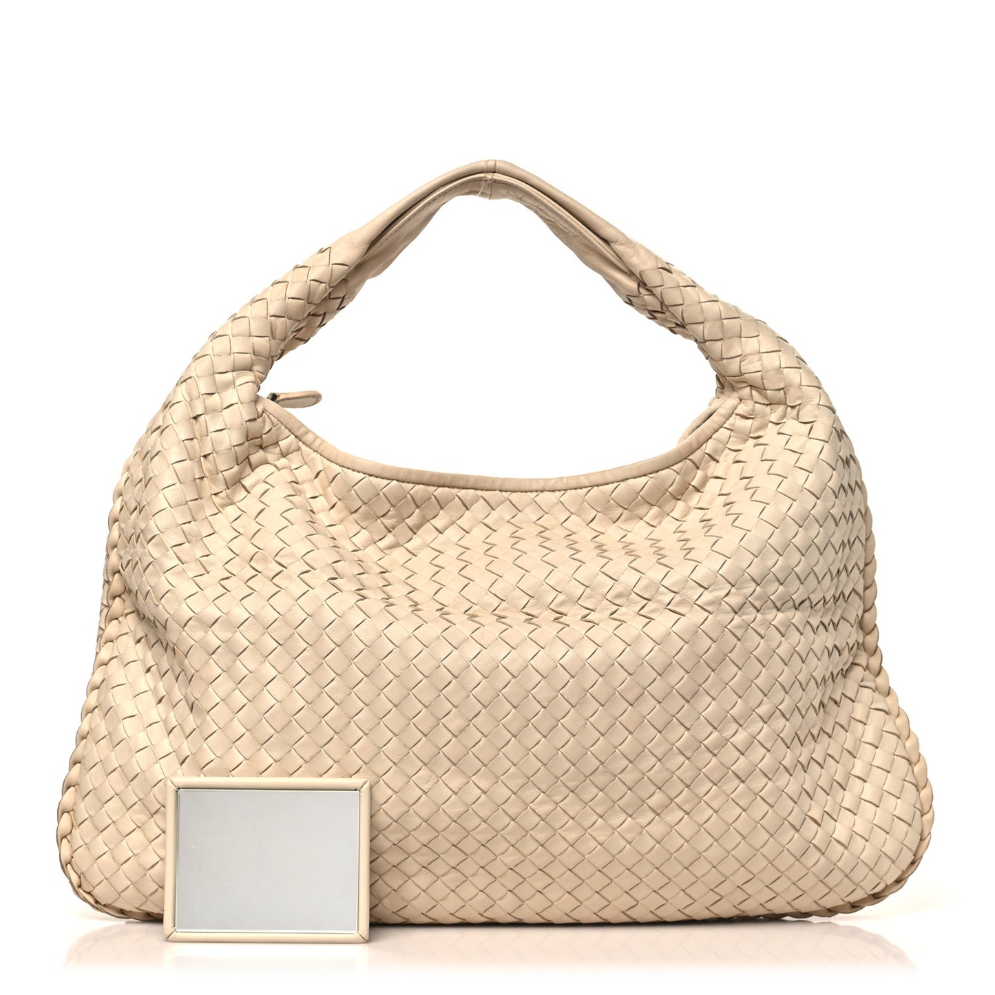 Nappa Intrecciato Large Belly Veneta Hobo White