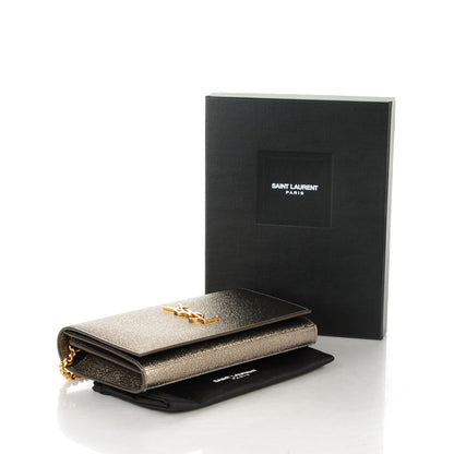 Saint Laurent Grained Metallic Calfskin Monogram Chain Wallet Bronze 4 of 8