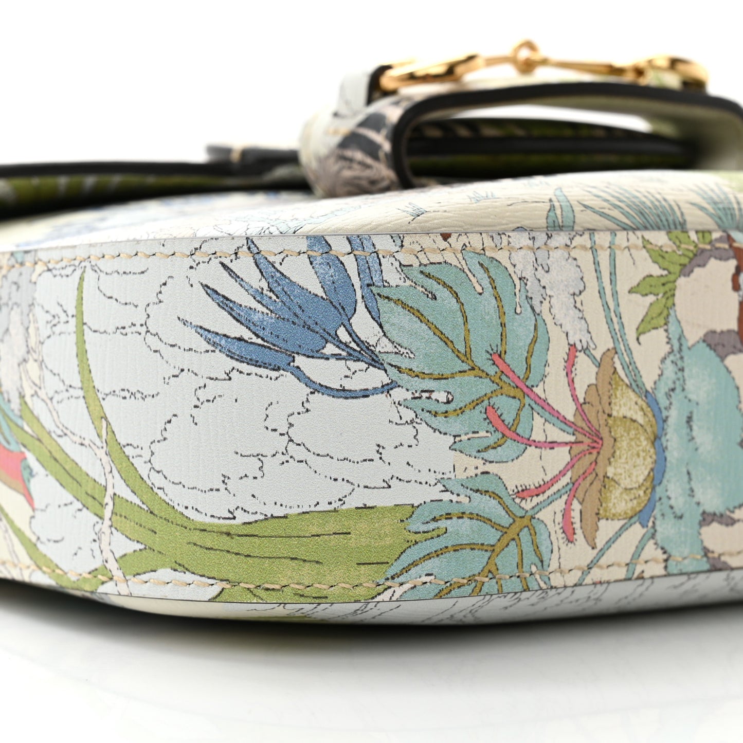 New Shangai Calfskin Tiger Savanah Web Mini Horsebit 1955 Shoulder Bag Chalky White Multicolor