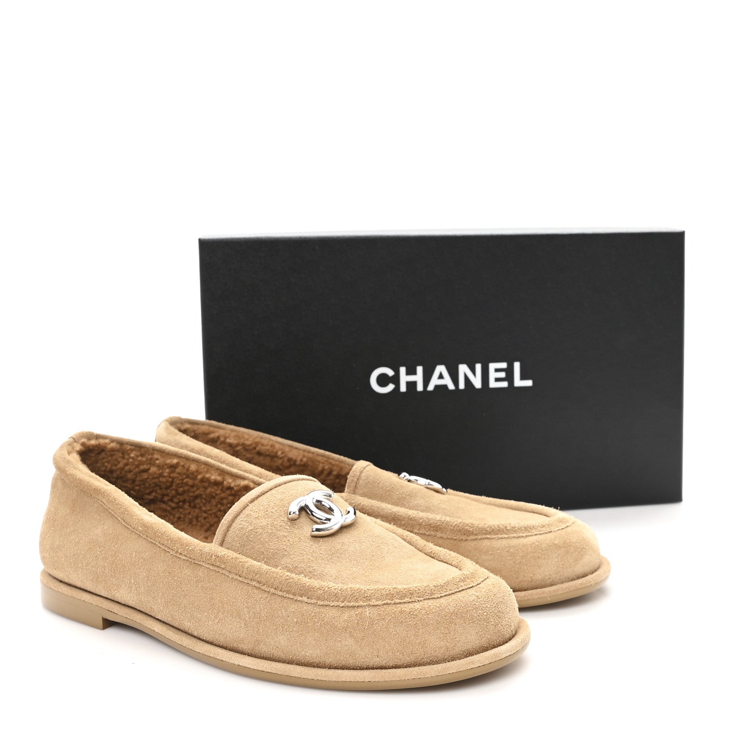 Chanel Suede Calfskin CC Loafers 39 Dark Beige 10 of 10