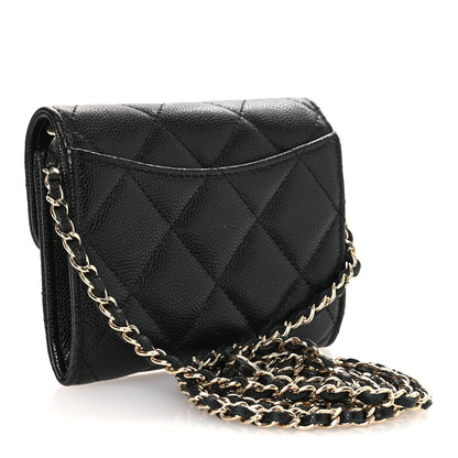 Chanel Caviar Quilted Flap Card Holder On Chain Black 3 of 11