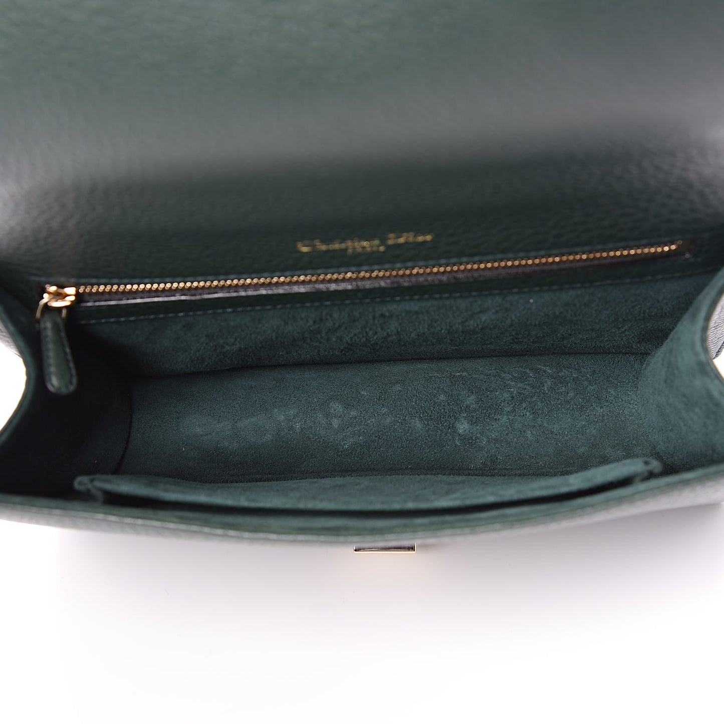 Grained Calfskin Medium Diorama Flap Bag Green