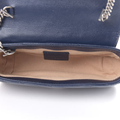 Gucci Vintage Effect Calfskin Matelasse Diagonal Super Mini Torchon GG Marmont Shoulder Bag Blue Agata Mystic White 5 of 11