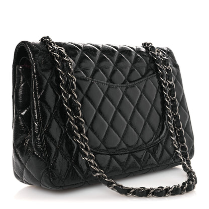 Chanel Distressed Patent Quilted Medium Double Flap Black 4 of 24
