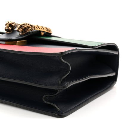 Gucci Moon Calfskin Web Medium Dionysus Bamboo Top Handle Bag Black Bright Evergreen Hibiscus Red 10 of 11