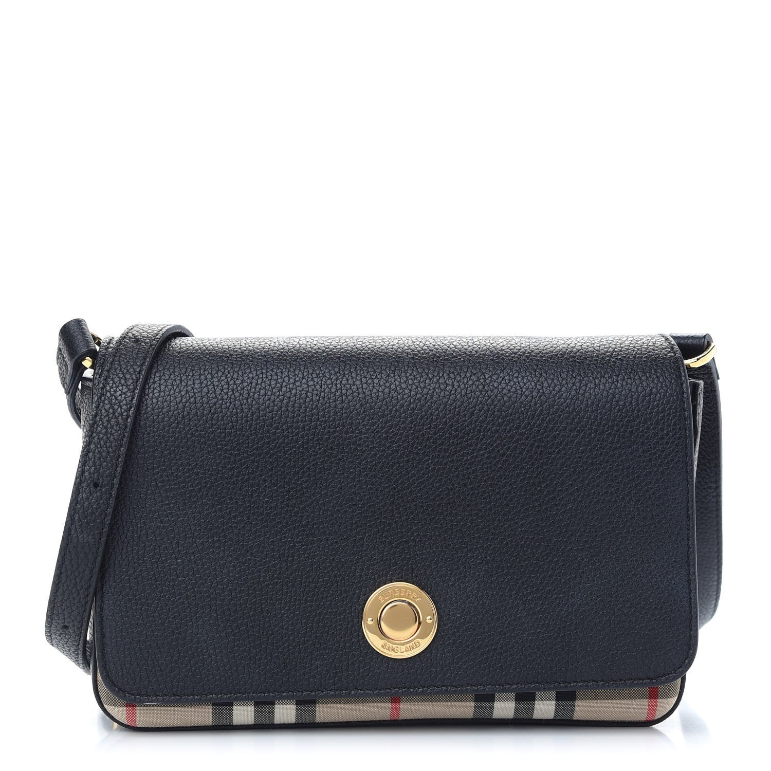 Burberry Grainy Calfskin Vintage Check Hampshire Crossbody Black 1 of 8