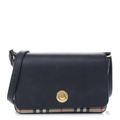 Burberry Grainy Calfskin Vintage Check Hampshire Crossbody Black 1 of 8