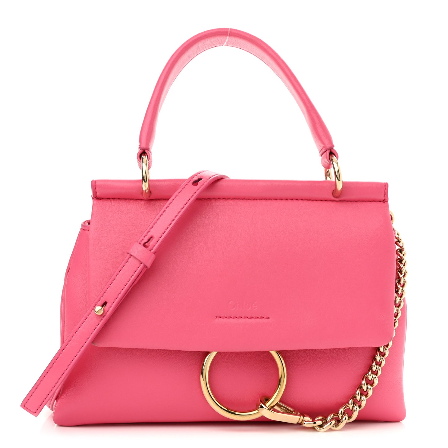 Lambskin Small Faye Top Handle Bag Hot Pink