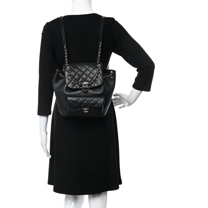 Chanel Lambskin Quilted Large Duma Drawstring Backpack Black 2 of 10