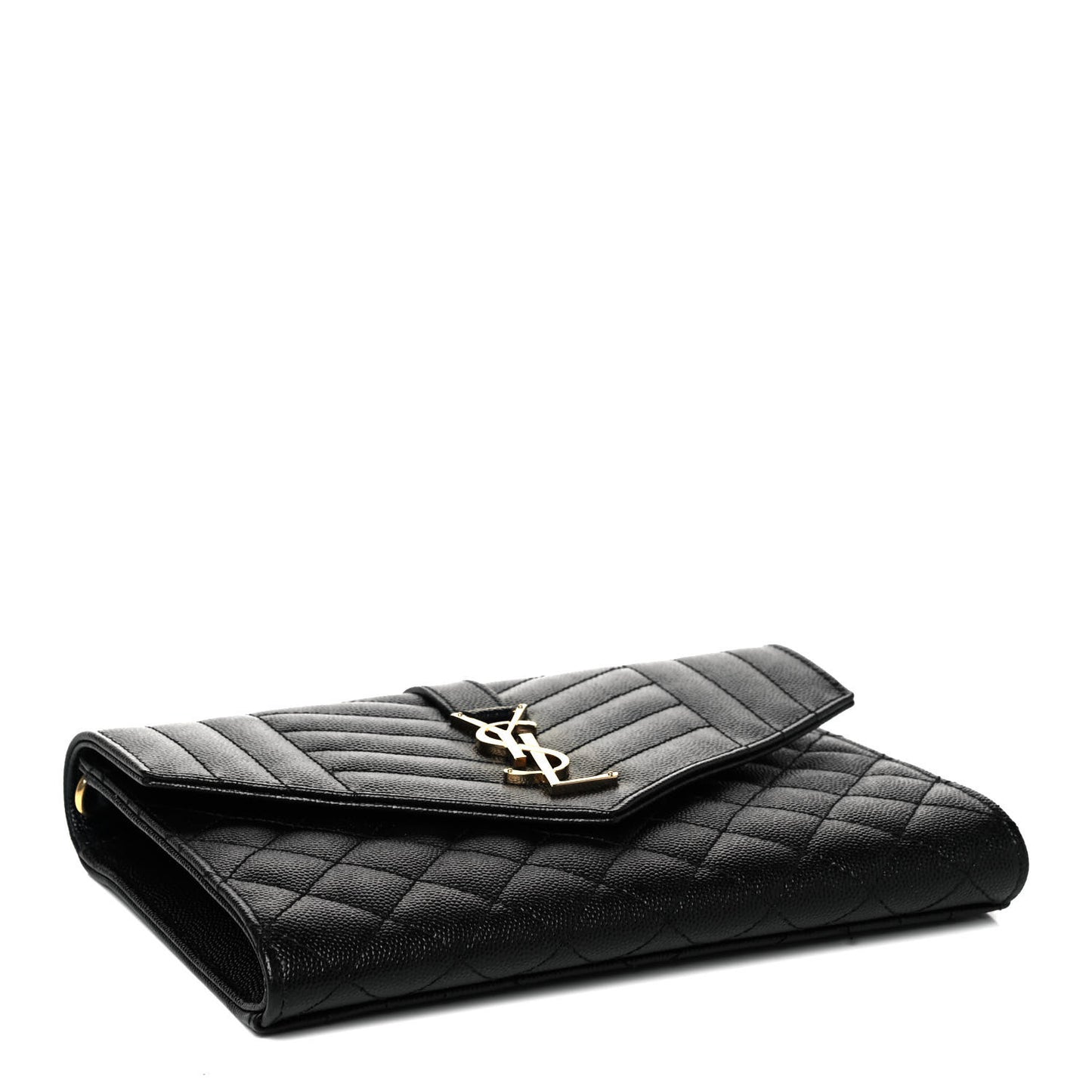 Grain De Poudre Textured Mixed Matelasse Triquilt Monogram Clutch Black