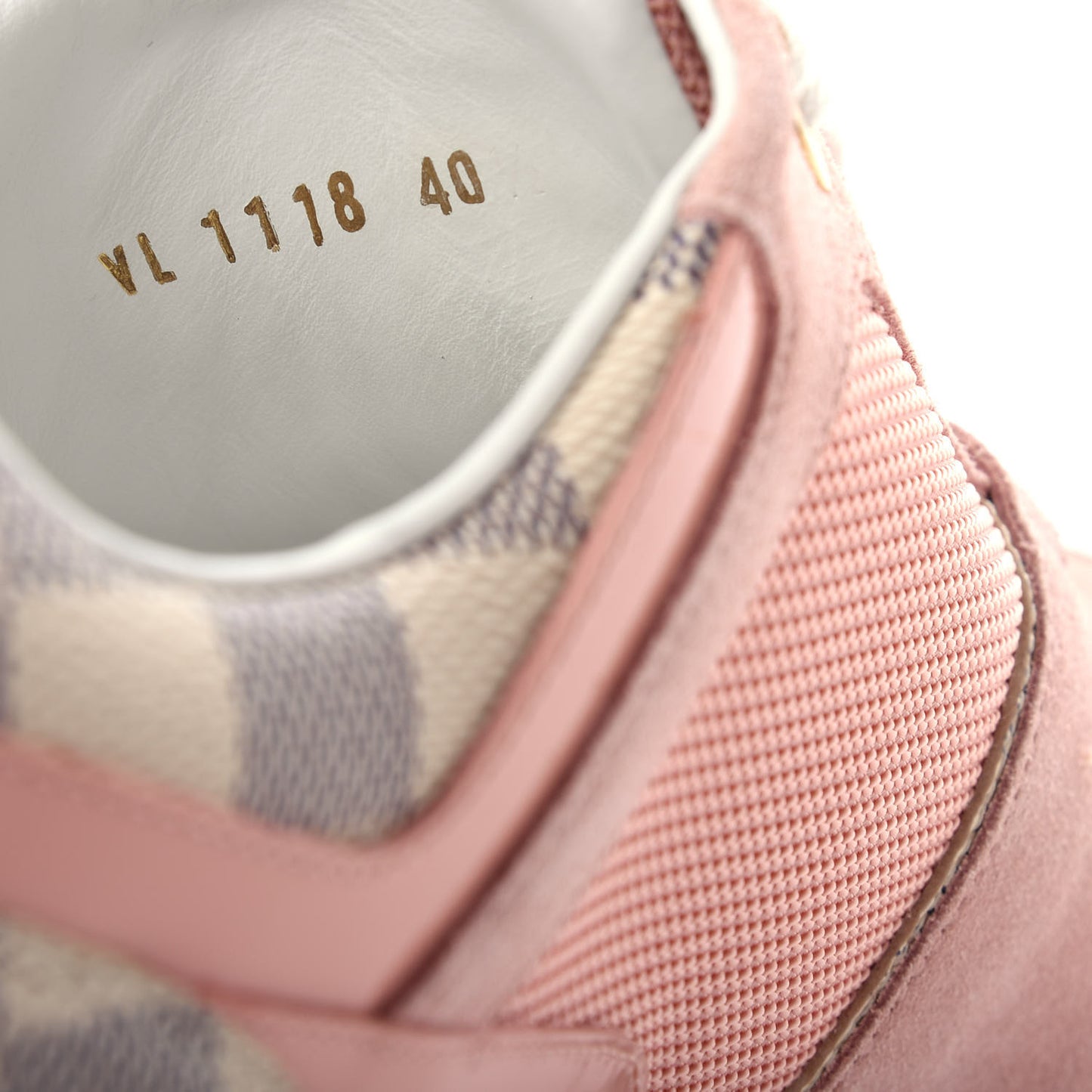 Suede Damier Azur Run Away Sneakers 40 Pink