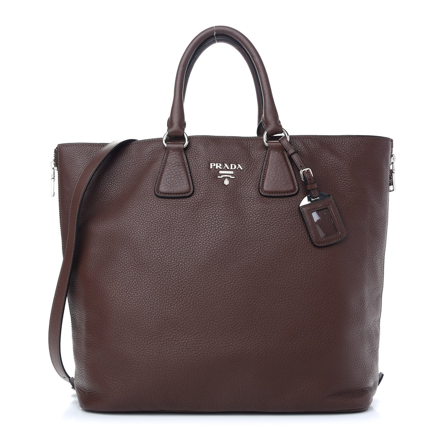 Vitello Phenix Side Zip Shopping Tote Bruciato