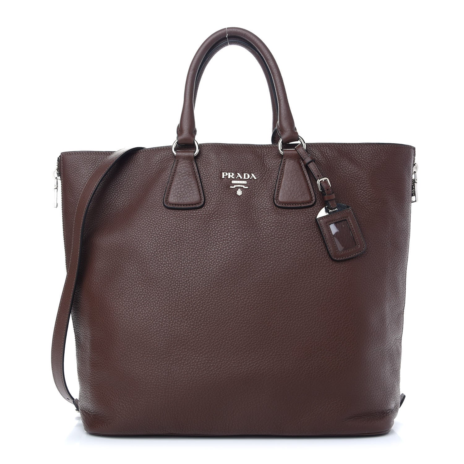 Prada Vitello Phenix Side Zip Shopping Tote Bruciato 1 of 8