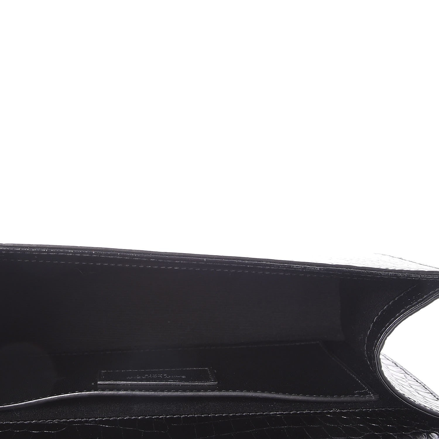 Saint Laurent Calfskin Crocodile Embossed Medium Classic Monogram Kate Tassel Satchel Black 6 of 7