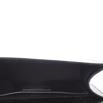 Saint Laurent Calfskin Crocodile Embossed Medium Classic Monogram Kate Tassel Satchel Black 6 of 7