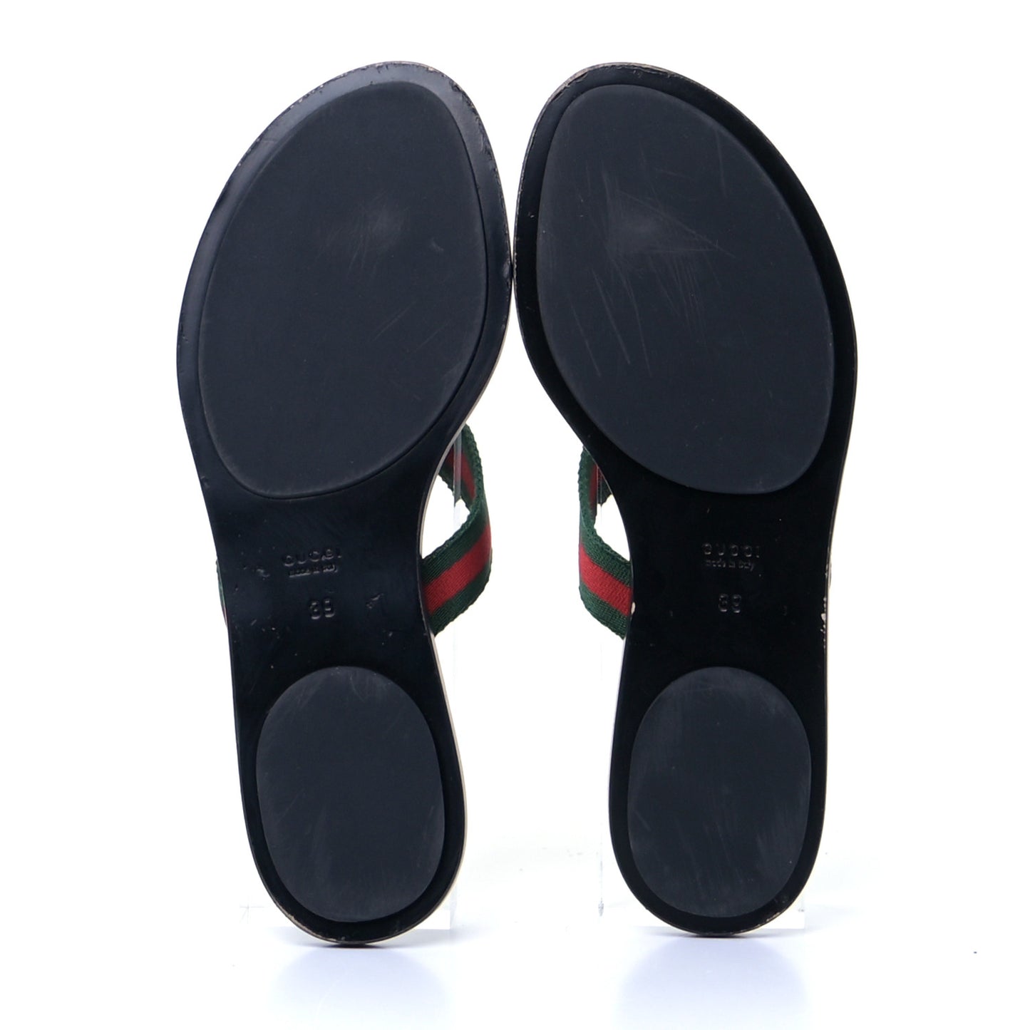 Nylon Guccissima Web Womens Thong Sandals 39 Green Red Black